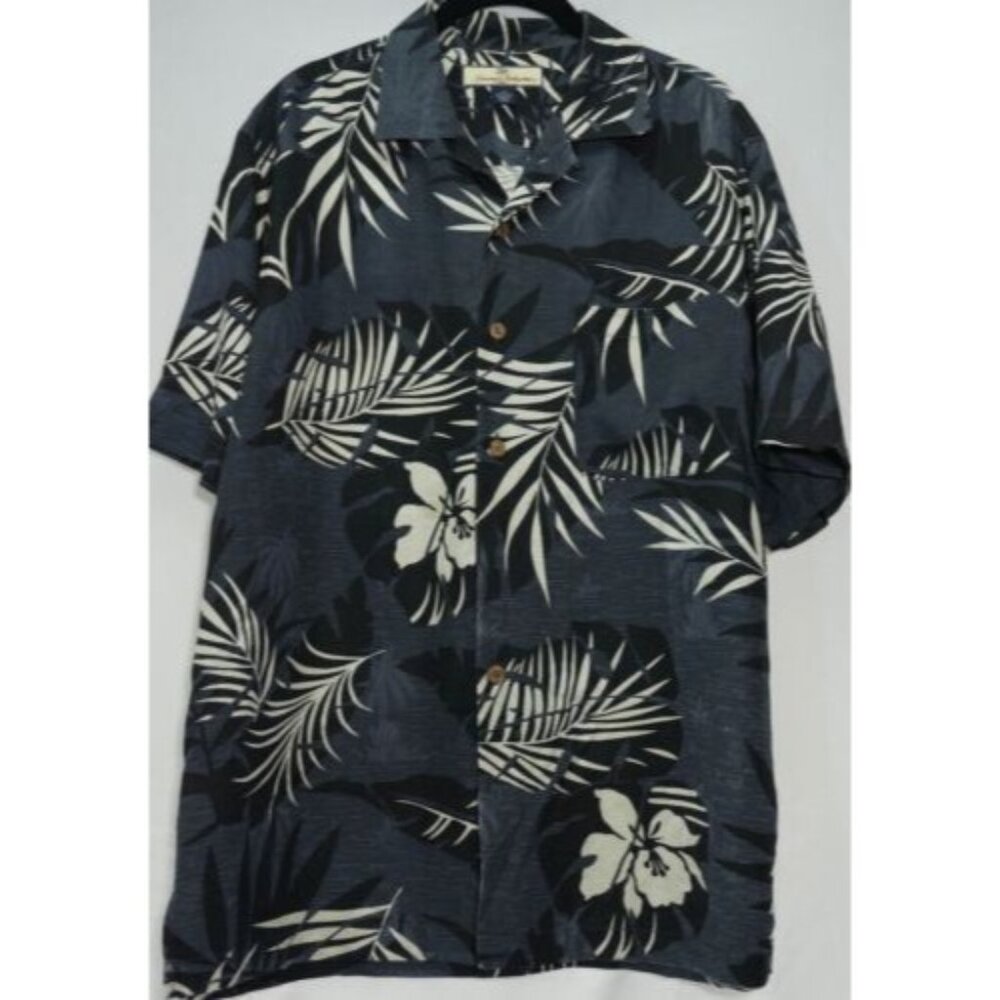 Tommy Bahama S 100% Silk Blue Palms Casual Short Sleeve Shirt